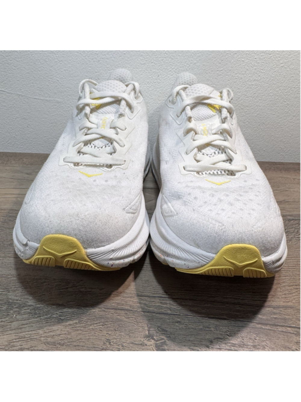 HOKA Clifton 9 Running Shoes White Yellow Athletic Sneakers Men’s Size 8D US - Picture 8 of 12
